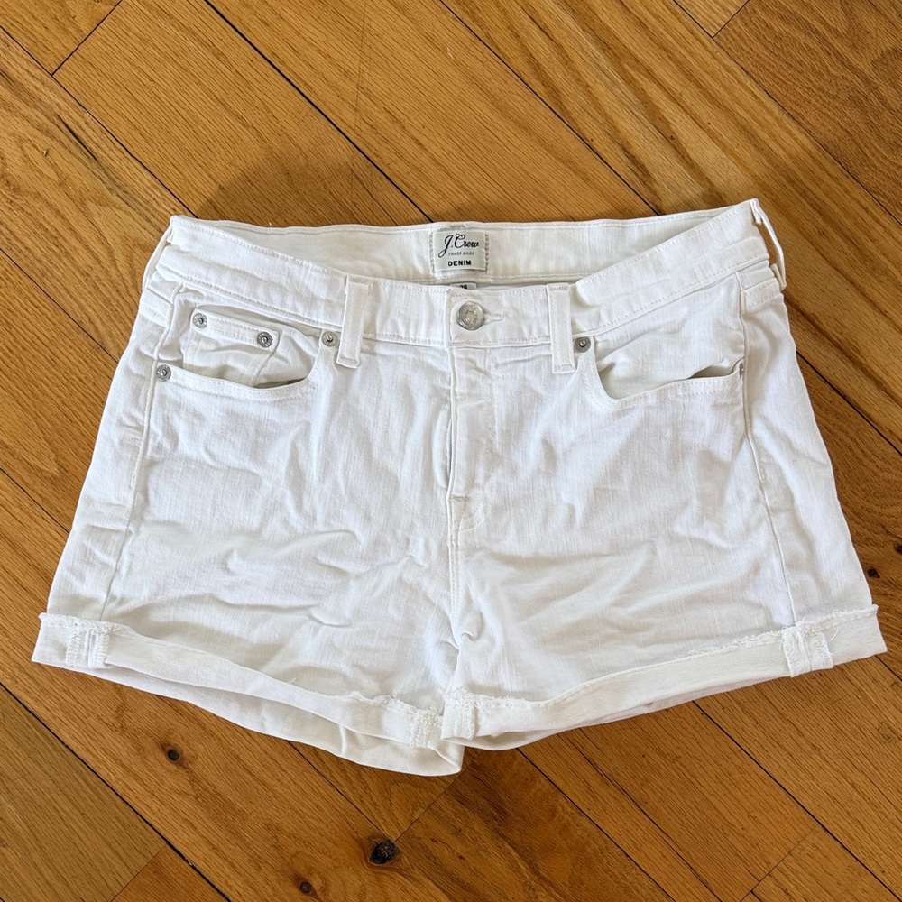 J. Crew White Denim Roll-Hem Shorts